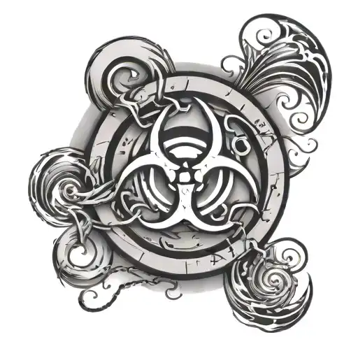 Edgy Biohazard Symbol With Music Notes