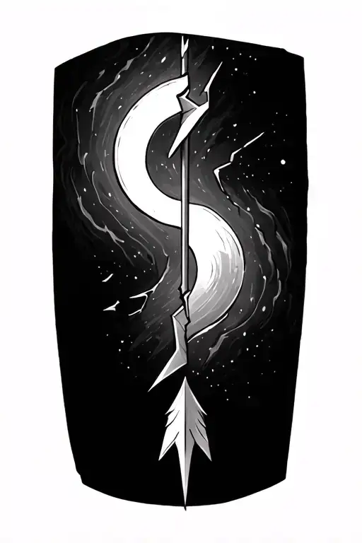 Fore Ar Sleeve With A Arrow That Is Broken In The Middle And In The Gapmis A Semicolon