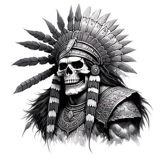 Skull And Aztec Warrior