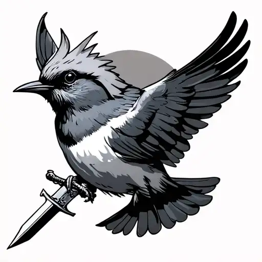 Swallow Bird Holding A Small Dagger