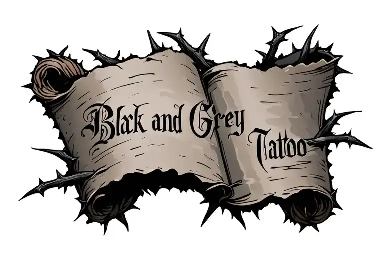 Small Thorns Around An Old Torn Scroll That Say