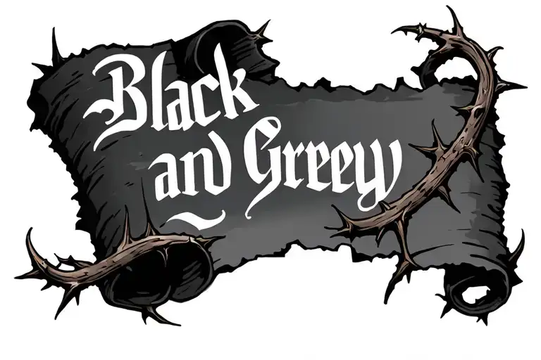 Small Thorns Around An Old Torn Scroll That Say