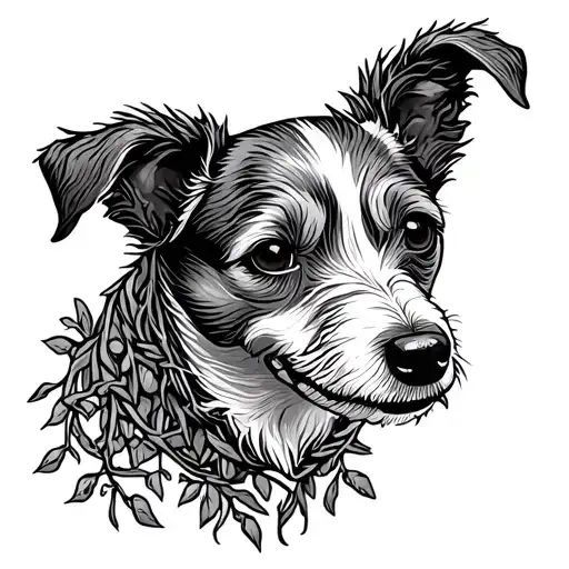 Outline Of A Jack Russell Terrier Head Made Out Of Vines