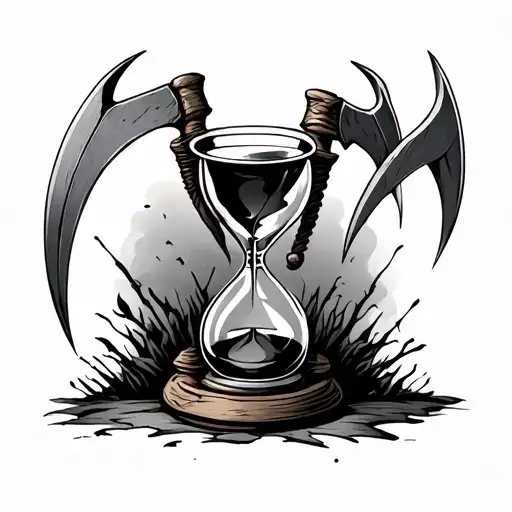 Hour Glass With Scythes As The Stand