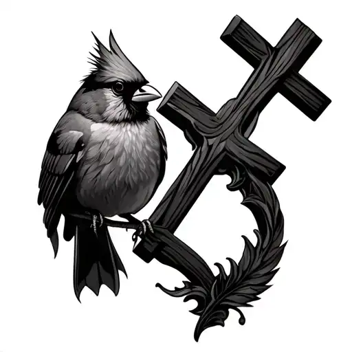 A Cardinal Perched On Cross