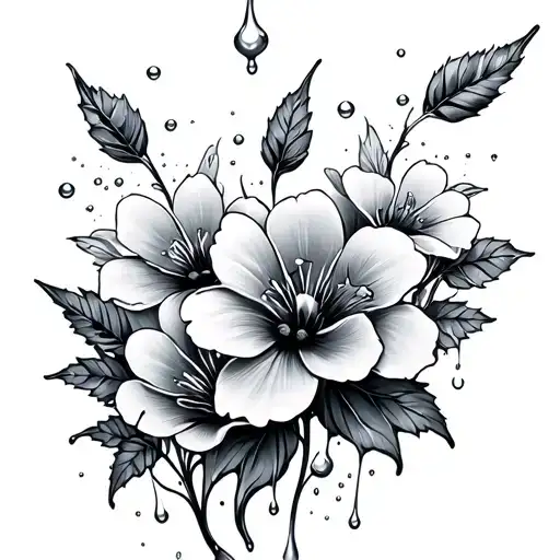 Something A Little Dainty With Wet Flowers And Sparkles Floating Around Them