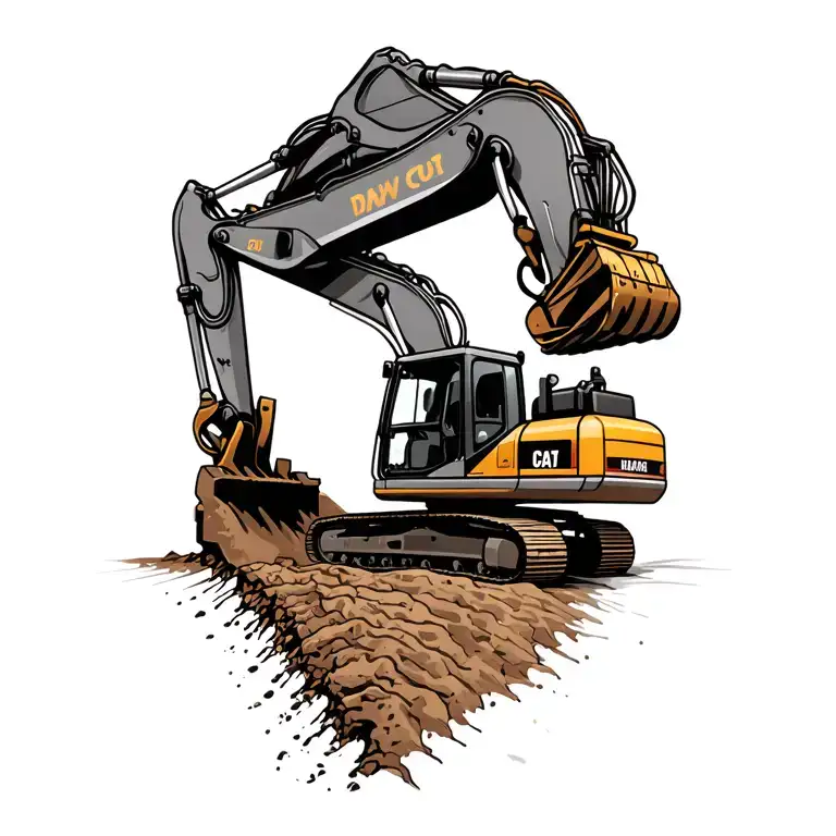 Excavator Digging A Trench And Dumping Into A Dumo Truck