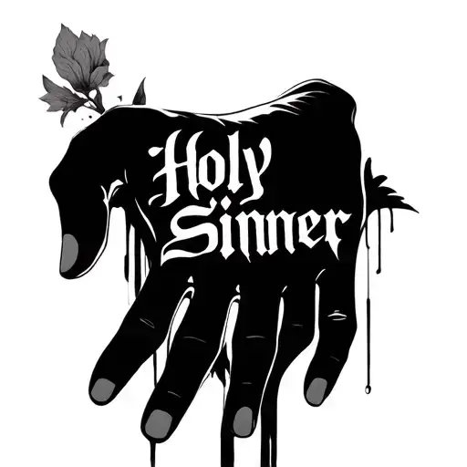 Write Holy Sinner On Back Hand
