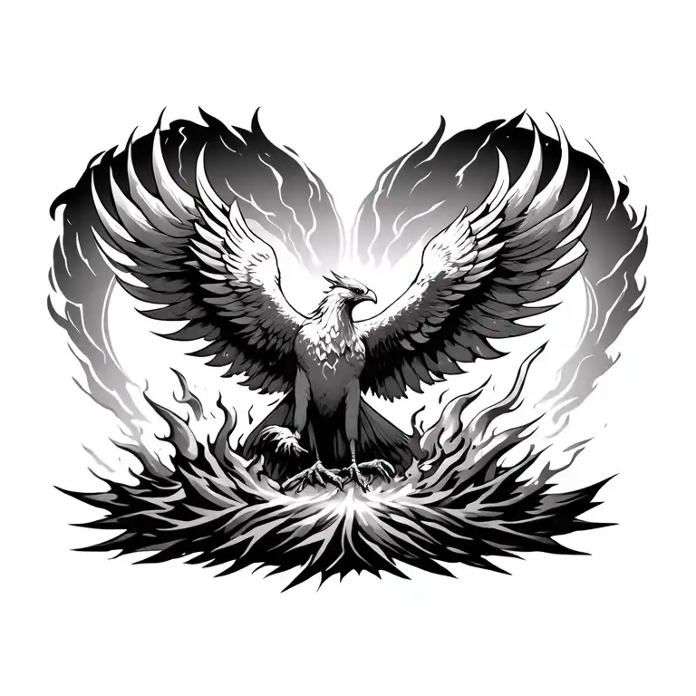 Phoenix Rising From Ashes Symbolizing Overcoming Ptsd
