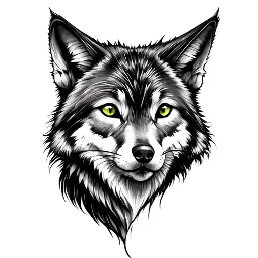 Mini Cat And Wolf Small Tattoo Design