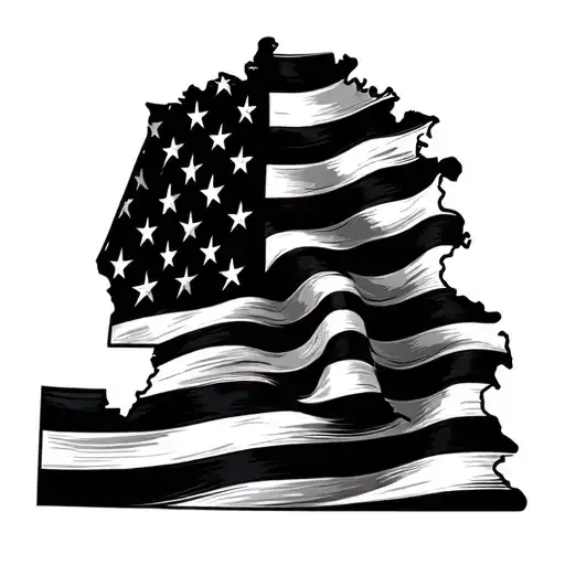 American Flag With Nebraska State Outline