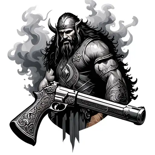 Viking Warrior Guns And Smoke