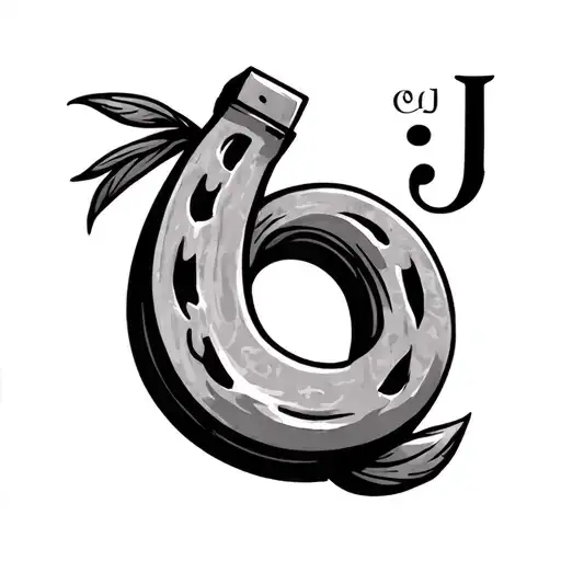 Minimalist Horseshoe With Initial Cj