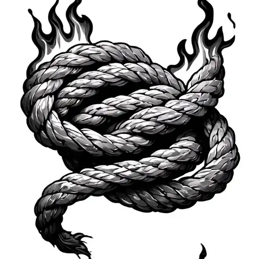 Vertical Piece Of Rope On Fire