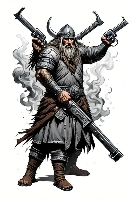 Viking Warrior Guns And Smoke
