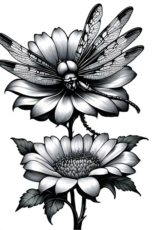 Dragonfly On Flower Gothic Style And Witchy Symbols Of Support And Love