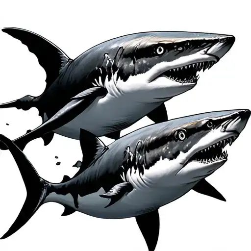 Shark Swimming Together