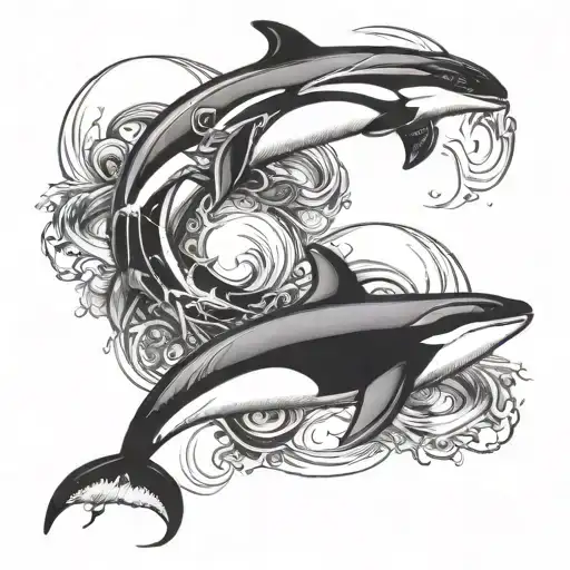 Orca Whake Band With Four Orcas Around The Upper Arm