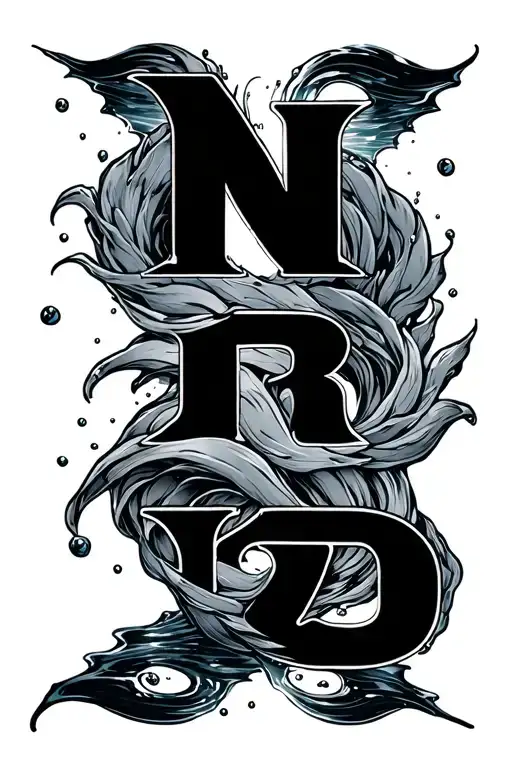 The Word Netram Going Horizontal With Water On The Background And Around It