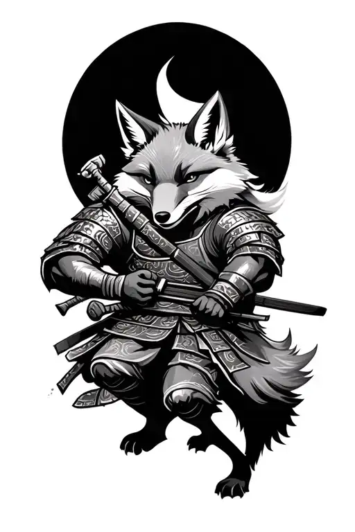 Fox Fighting With Samurai Warrior
