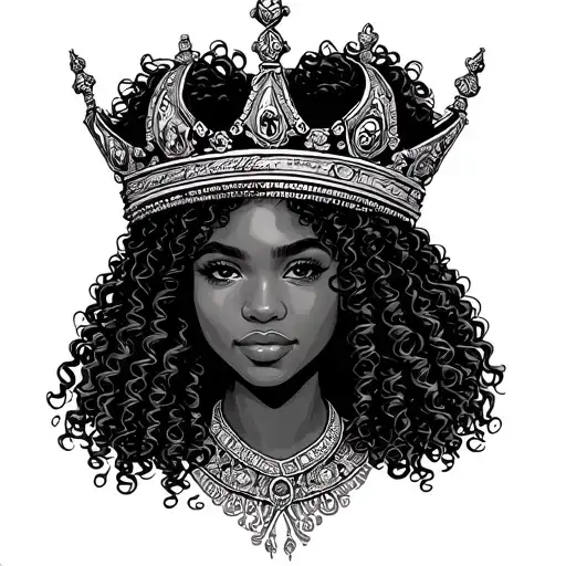 Curly Afro Haired Female With Crown Surrounded