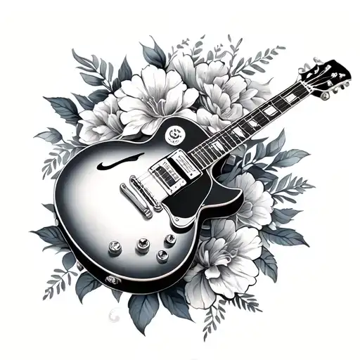 Les Paul And Floral Design