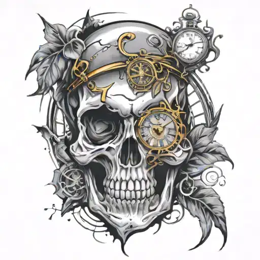 Skull And Clock Melting