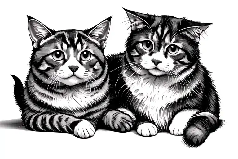 Dog And Two Cats Sitting Together