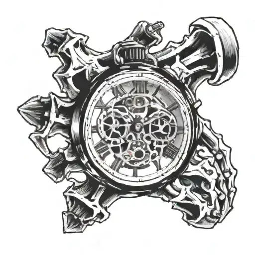 Skeleton Hand Holding Watch Face