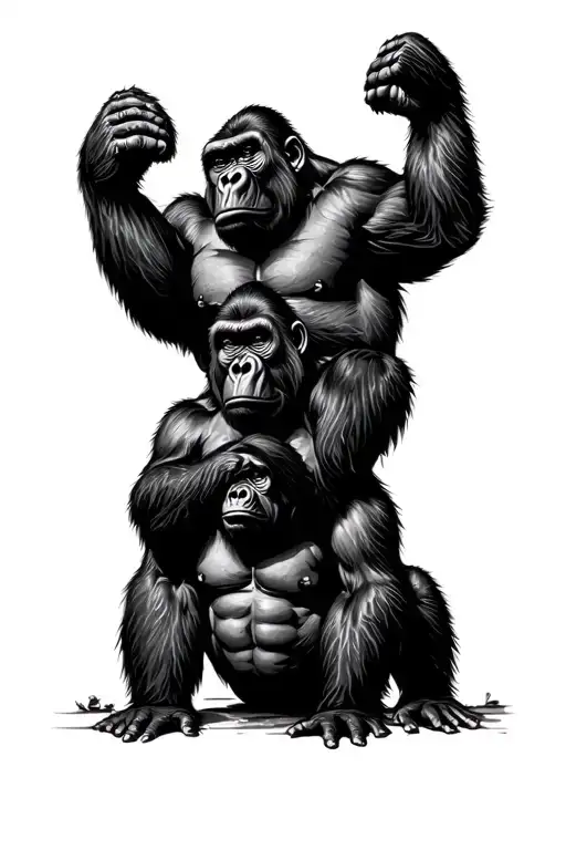 See No Evil Hear No Evil Speak No Evil Gorillas Stacked On Top Of Each Other