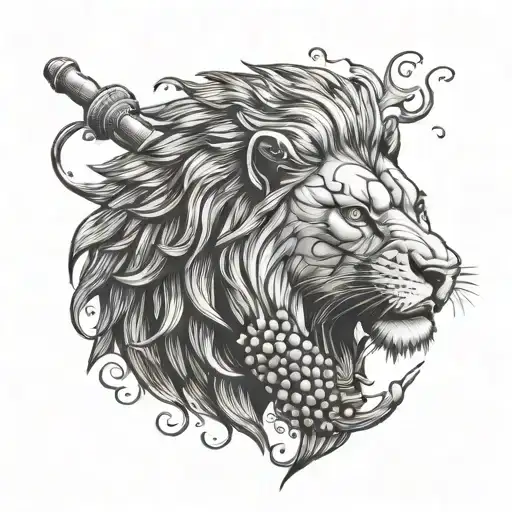 Lion Tearing Honey Badger