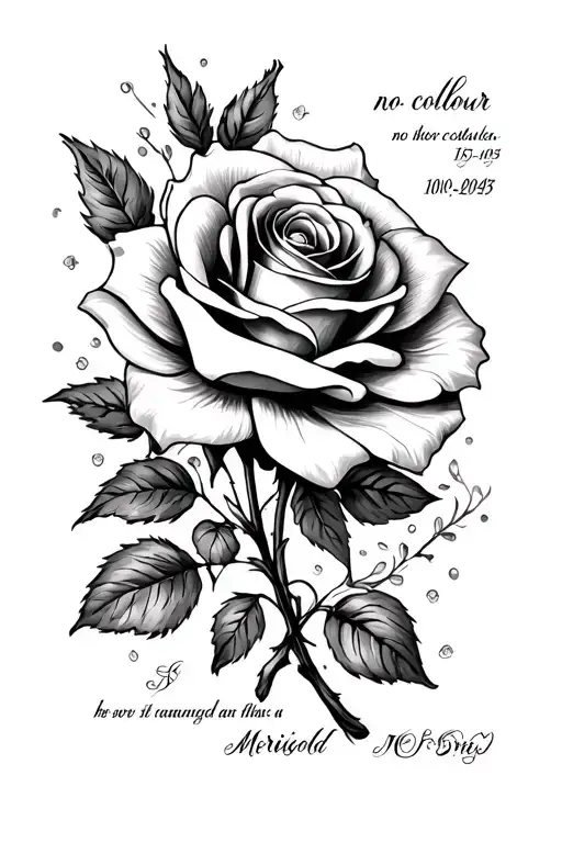Merrigold Flower And A Rose With Writing 15-10-1949 10-08-2025 No Colour