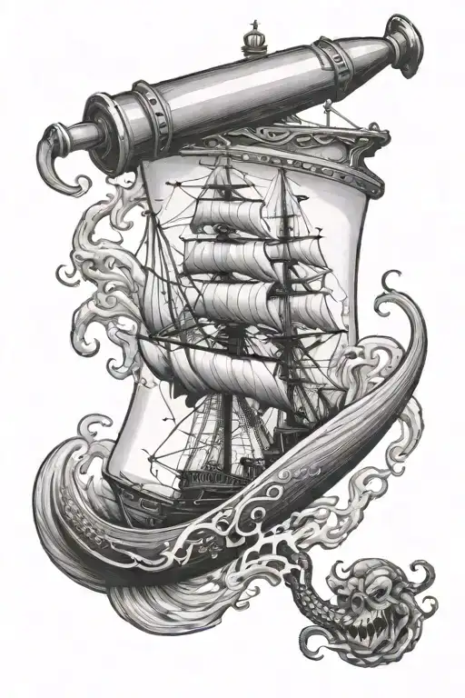 Kraken Attacking The Outside Of A Ship In A Bottle