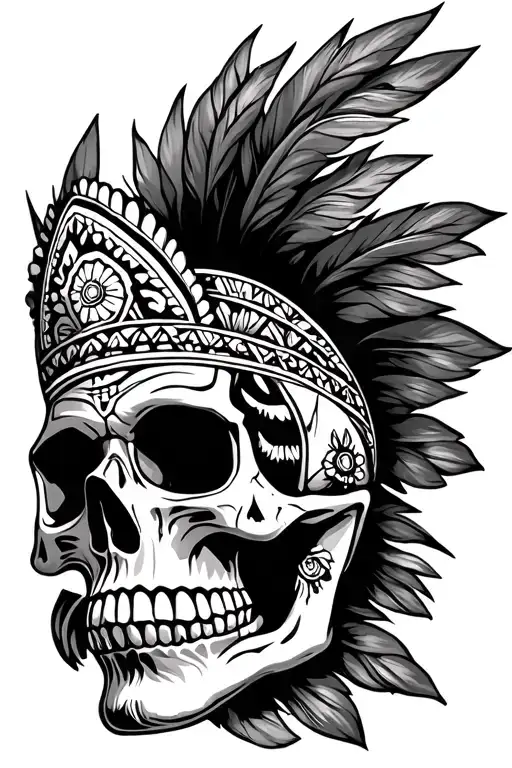 Aztec And Mariachi Skull