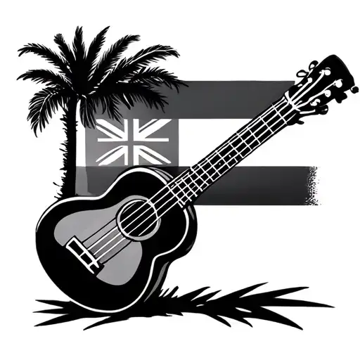 Hawaiian Flag And Ukulele