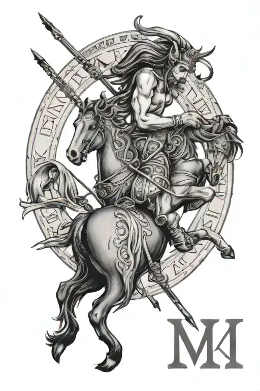 Sagittarius Arch And Roman Numeral People