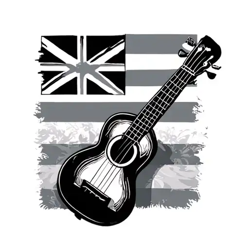 Hawaiian Flag And Ukulele