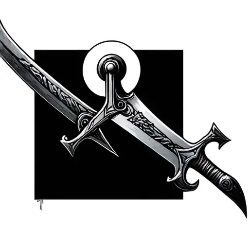 Brutalist Flamberg Sword With Circular Pommel