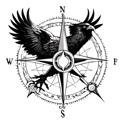Dharma Chakra Surrounded With Compass And Eagle
