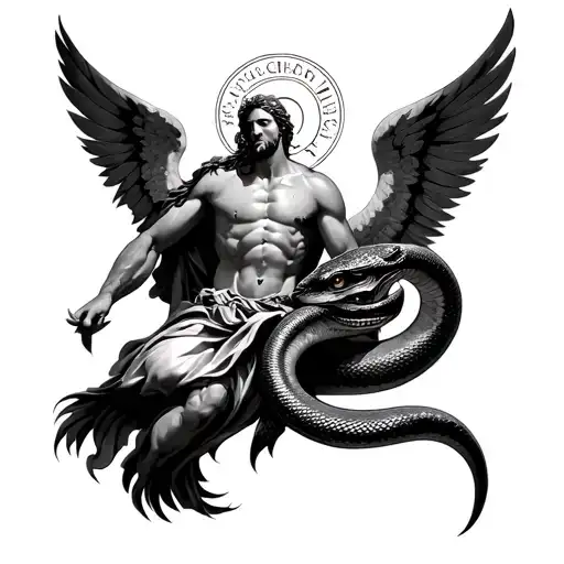 Saint Micheal Slaying A Serpent Whispering Into Ear