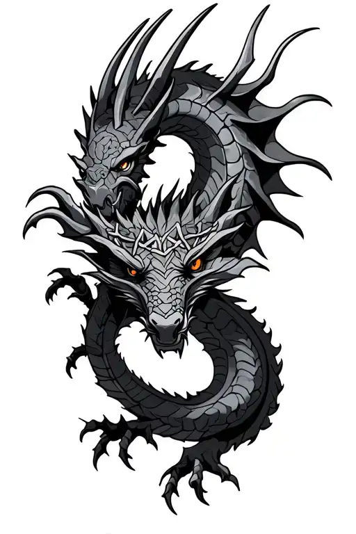 Norse Dragon With Norse Symbols Incorporated