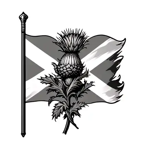 Scottish Flag And Thistle