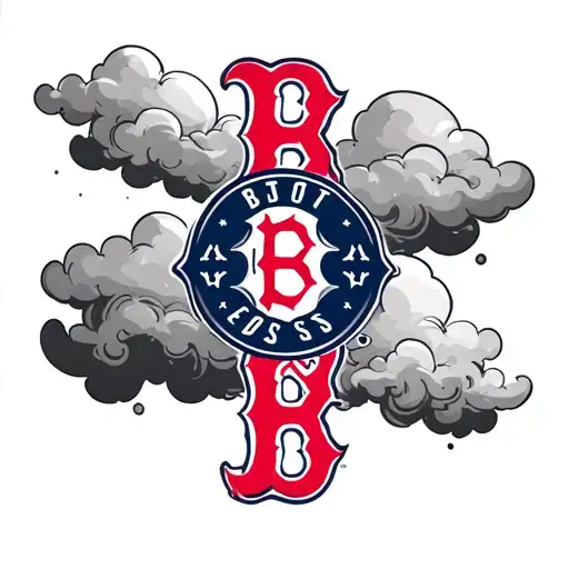 Forarm Tattoo With Boston Redsox Logo Clouds And Cross In The Backgroud