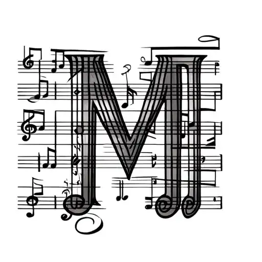 Music Score With Notes On It Forming Two Letters M