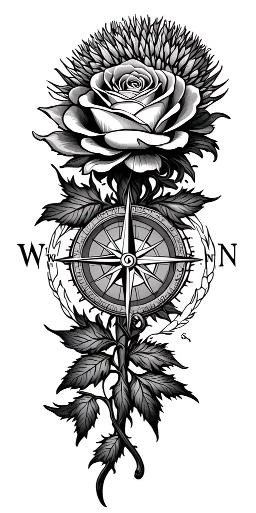 Ship Rose Thistle Compass