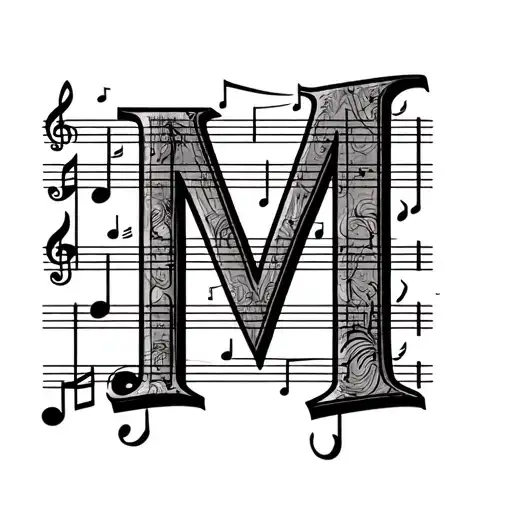 Music Score With Notes On It Forming Two Letters M