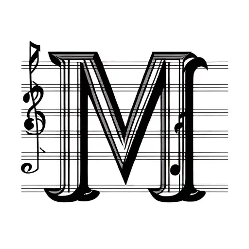 Music Score With Notes On It Forming Two Letters M