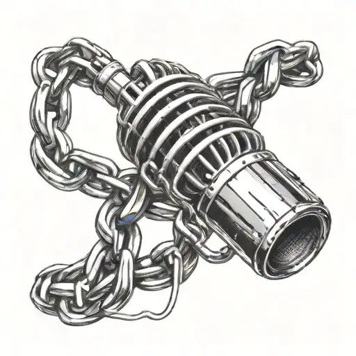 3D Tattoo Of A Mic Wrapped In Chains Wrapped