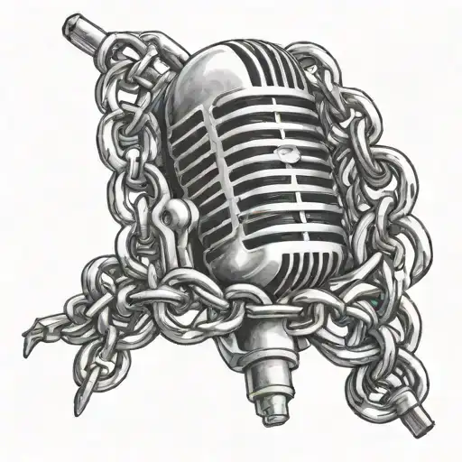 3D Tattoo Of A Mic Wrapped In Chains