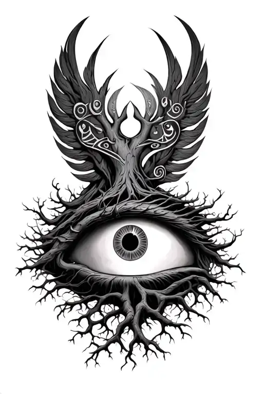 Eye Of Horus As A Tree Growing Roots